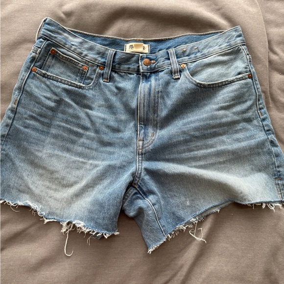 Madewell Blue Jean Shorts with Distressed Finish - Picture 1 of 9